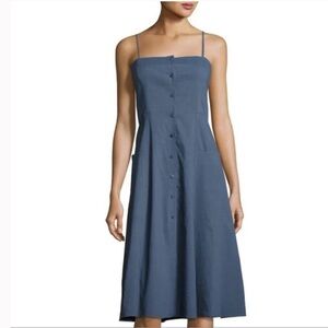 Theory Kayleigh Crunch Wash Midi Dress in Blue Sz 10